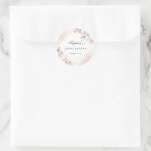 Rosa Errötung Rose Quinceanera Runder Aufkleber