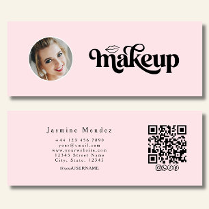 Rosa Errötung Schönheit Profi MUA Foto Qr Social Mini Visitenkarte