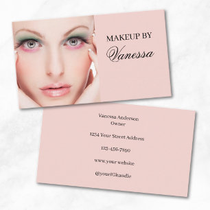 Rosa Errötung Schwarz Schrift Foto-Make-up Visitenkarte