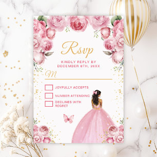 Rosa Errötung und Gold Dunkle Haut Prinzessin RSVP Karte