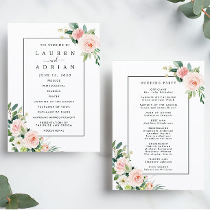 Rosa Errötungs-Blüten-Hochzeitsprogramm Programm