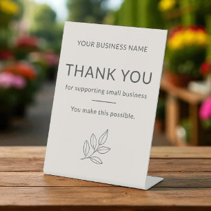 Rosa Errötungs-Danke-Minimalist-Small-Business Sockelschild