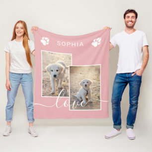 Rosa Errötungs-Foto mit Name und Liebestext Fleecedecke