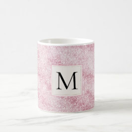Rosa Errötungs-Glitter-Monogramm Kaffeetasse