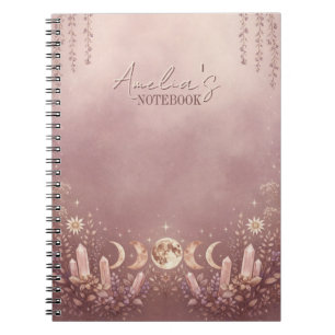 Rosa Errötungs-Himmel-Mondphasen-Notizbuch Journal Notizblock
