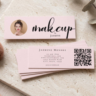 Rosa Errötungs-Make-up Profi-MUA-Foto-Qr Mini Visitenkarte