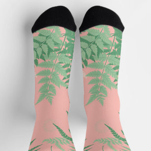 Rosa Errötungsfarnblatt Botanisches Salbeigrün Mod Socken