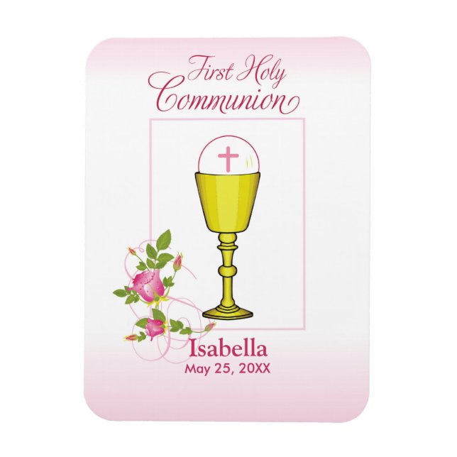 Rosa Erste Heilige Kommune mit Chalice und Rose Magnet (Vertikal)