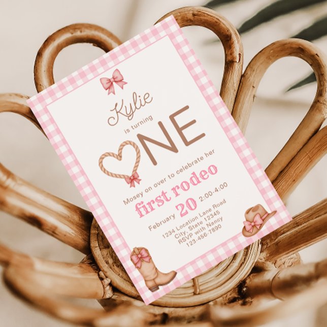 Rosa Erste Rodeo 1. Geburtstag Einladung (Von Creator hochgeladen)