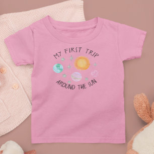 Rosa erster Trip um die Sonne Mädchen 1. Geburtsta Baby T-shirt