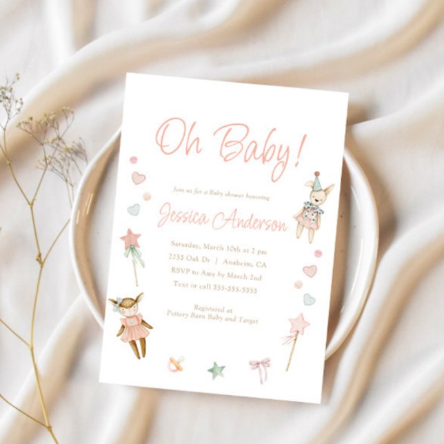 Rosa Es ist ein Vintages Mädchenspielzeug Rustikal Einladung (Von Creator hochgeladen)