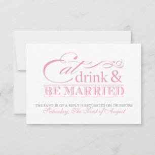 Rosa essen Getränk und sind verheiratetes Hochzeit RSVP Karte
