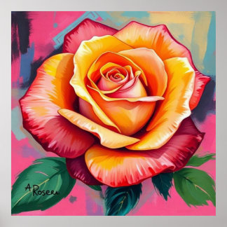 Rosa estilo pastel suave y delicado artístico poster