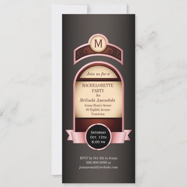 Rosa Etikett Bachelorette Einladung (Vorderseite)