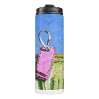 Rosa Etikett Thermosbecher