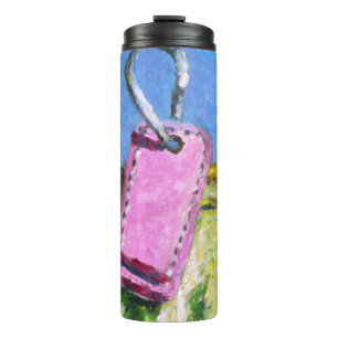 Rosa Etikett Thermosbecher