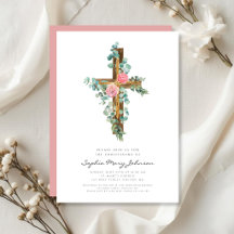 Rosa Eukalyptus Cross Religious Christening