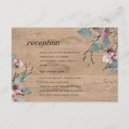 Rosa Eukalyptus-Hochzeitsempfang aus Holz Begleitkarte
