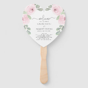 Rosa Eukalyptus Wedding Program Hand Fan Fächer