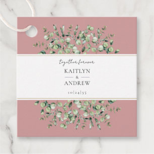 Rosa Eukalyptus-Zusammen für immer Hochzeit Geschenkanhänger