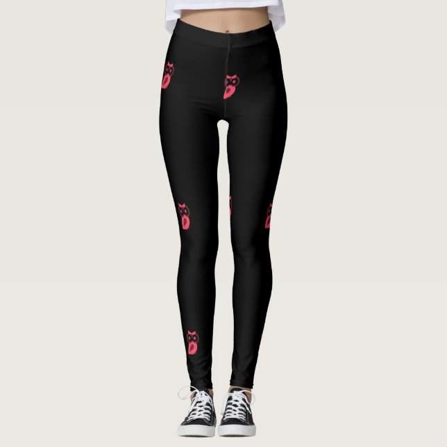 Rosa Eule-Leggings Leggings (Vorderseite)