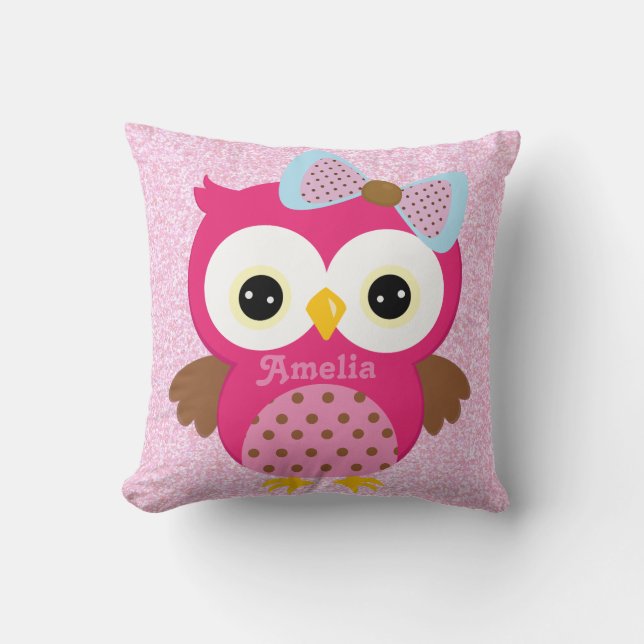 Rosa Eulen-Andenken-Kissen-Baby-Geschenk Kissen (Vorderseite)
