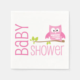 Rosa Eulen-Babyparty-Serviette Serviette