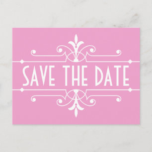 Rosa Extravagante Ornamentik Save the Date Postkar Ankündigungspostkarte