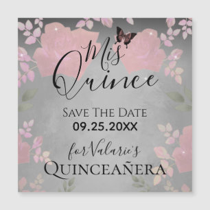 Rosa Extravagante Rose Quinceanera Save the Date r Magnetkarte