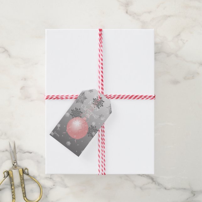 Rosa Extravagante Weihnachtsfeier Geschenkanhänger (Mit Garn)