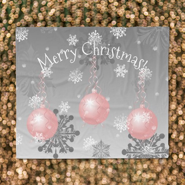 Rosa Extravagante Weihnachtsschmuck Fleece Blanket (Pink Fancy Christmas Ornament Fleece Blanket)
