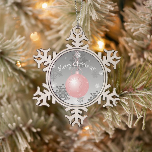 Rosa Extravagante Weihnachtsschmuck Schneeflocken Zinn-Ornament (Baum)