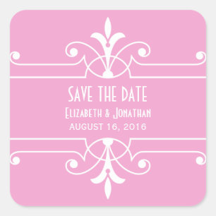 Rosa Extravagante Zierkleber, Save the Date Quadratischer Aufkleber
