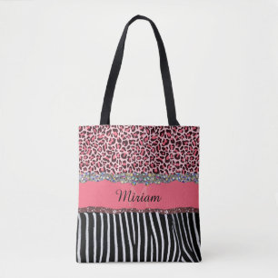 Rosa Extravaganter Glitzer Girly Leopard Printing  Tasche
