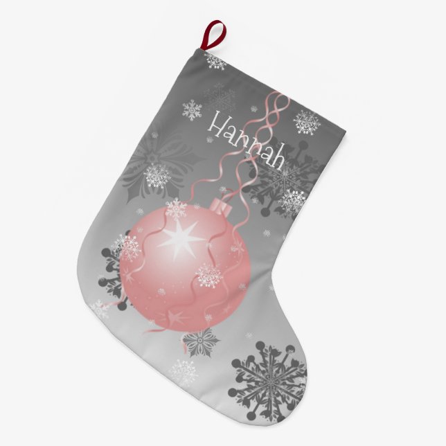 Rosa Extravaganter Weihnachtsschmuck Strumpf Großer Weihnachtsstrumpf (Vorderansicht (hängend))