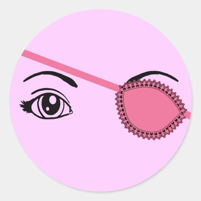 Rosa Eyepatch Runder Aufkleber (Vorderseite)