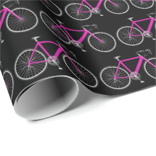 rosa Fahrrad auf schwarzem Verpackungspapier Geschenkpapier