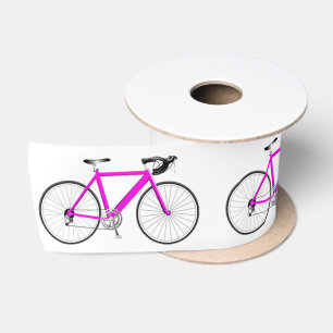 Rosa Fahrrad auf Weiß Satinband