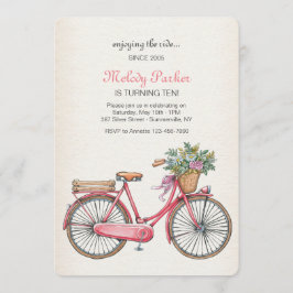 Rosa Fahrrad-Einladung Einladung