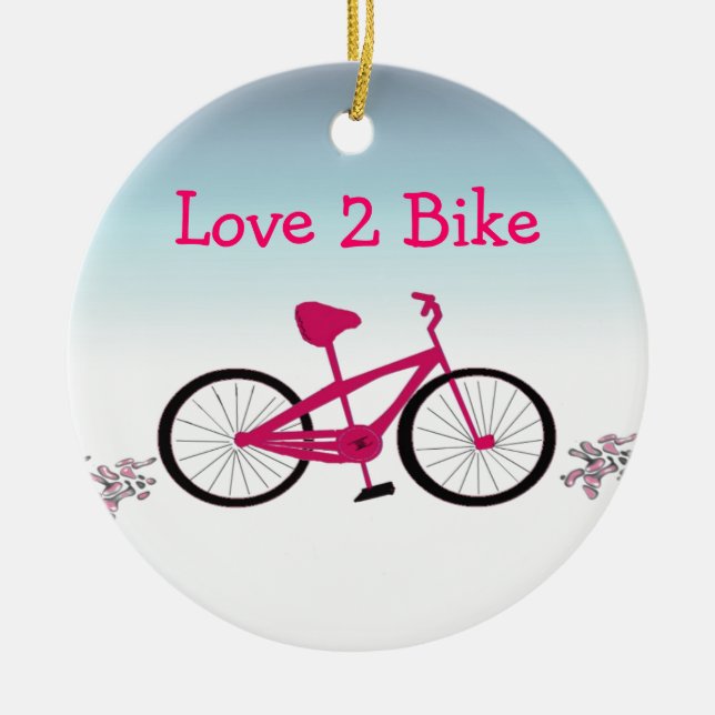 Rosa Fahrrad mit Niedlichem Sprichwort Keramikornament (Vorne)