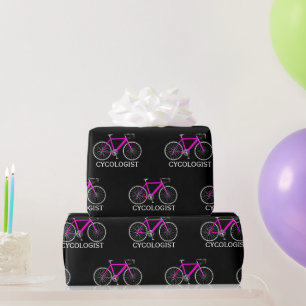 Rosa Fahrrad mit Text des Zykologen Geschenkpapier