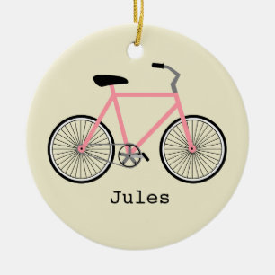 Rosa Fahrrad-personalisierte Verzierung Keramik Ornament
