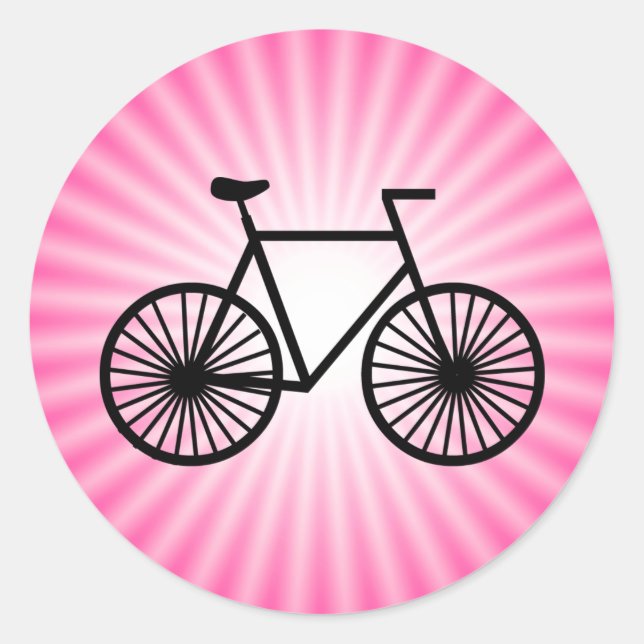 Rosa Fahrrad Runder Aufkleber (Vorderseite)