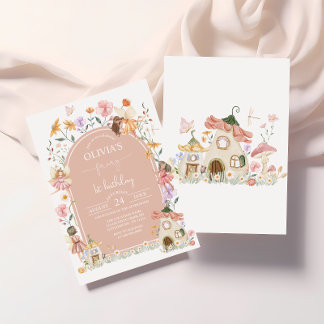 Rosa Fairy 1. Geburtstag Einladung