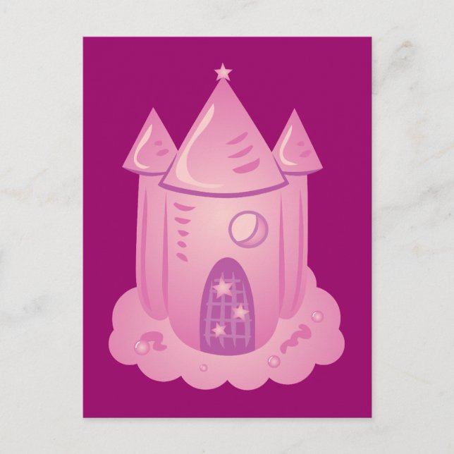Rosa Fairytale Burg Postkarte (Vorderseite)