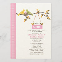 Rosa Fall-Babyparty-Mama u. Vati-Vögel u. Nest