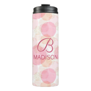 Rosa Falschgold-Glitter-Monogramm-Name Thermosbecher