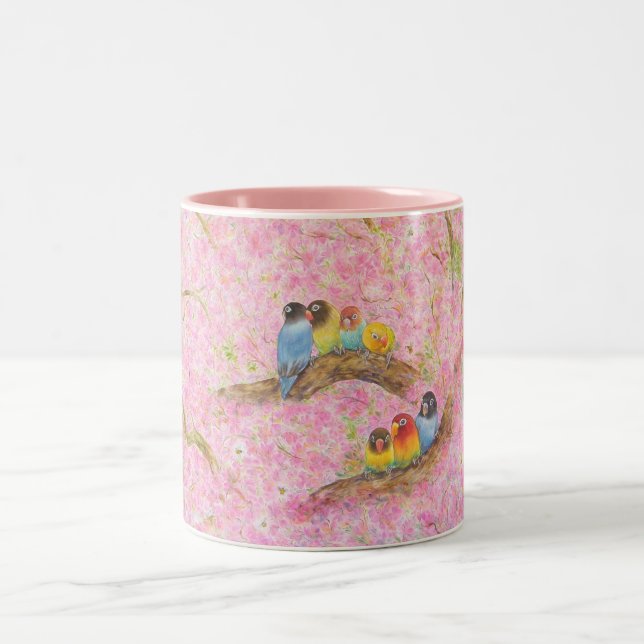 Rosa Familien-Glück Zweifarbige Tasse (Mittel)