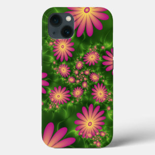 Rosa Fantasy Blumen Moderne Abstrakte Fraktal Kuns iPhone Hülle