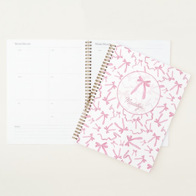Rosa Farbbandmuster personalisiert Planer (Anzeige)